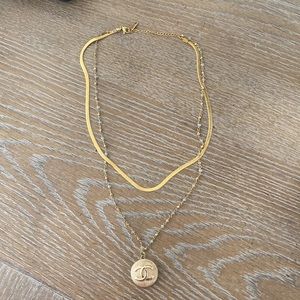 Vintage channel button necklace